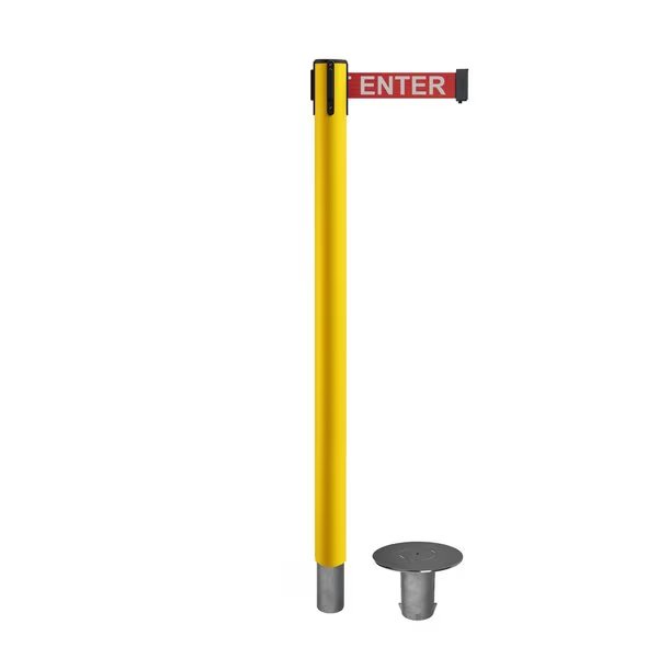 Stanchion Belt Barrier Removable Base Yellow Post 11ft.R.Cau..Belt, Montour Line, Mfr#: MSX630R-YW-CAURW-110